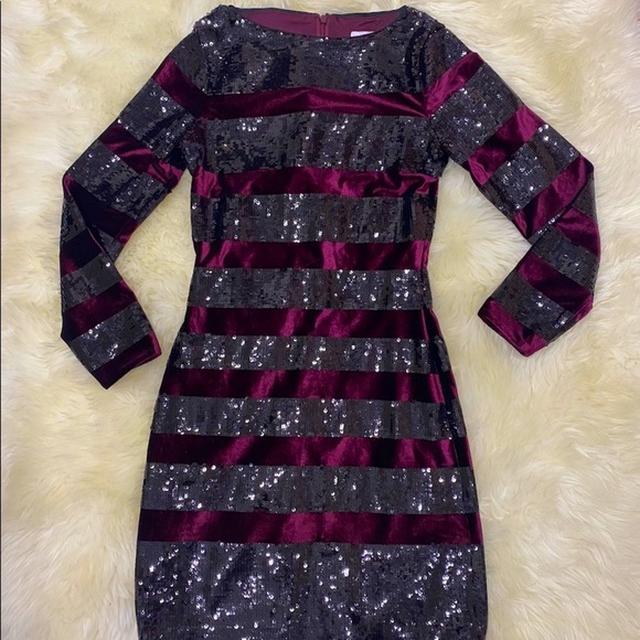 REISS Selene-Striped Velvet Dress - Picture 6 of 7